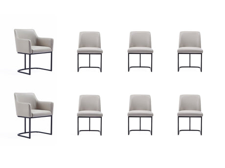 Serena 8 Piece Dining Set in Light Grey by Manhattan Comfort at Eve Furniture