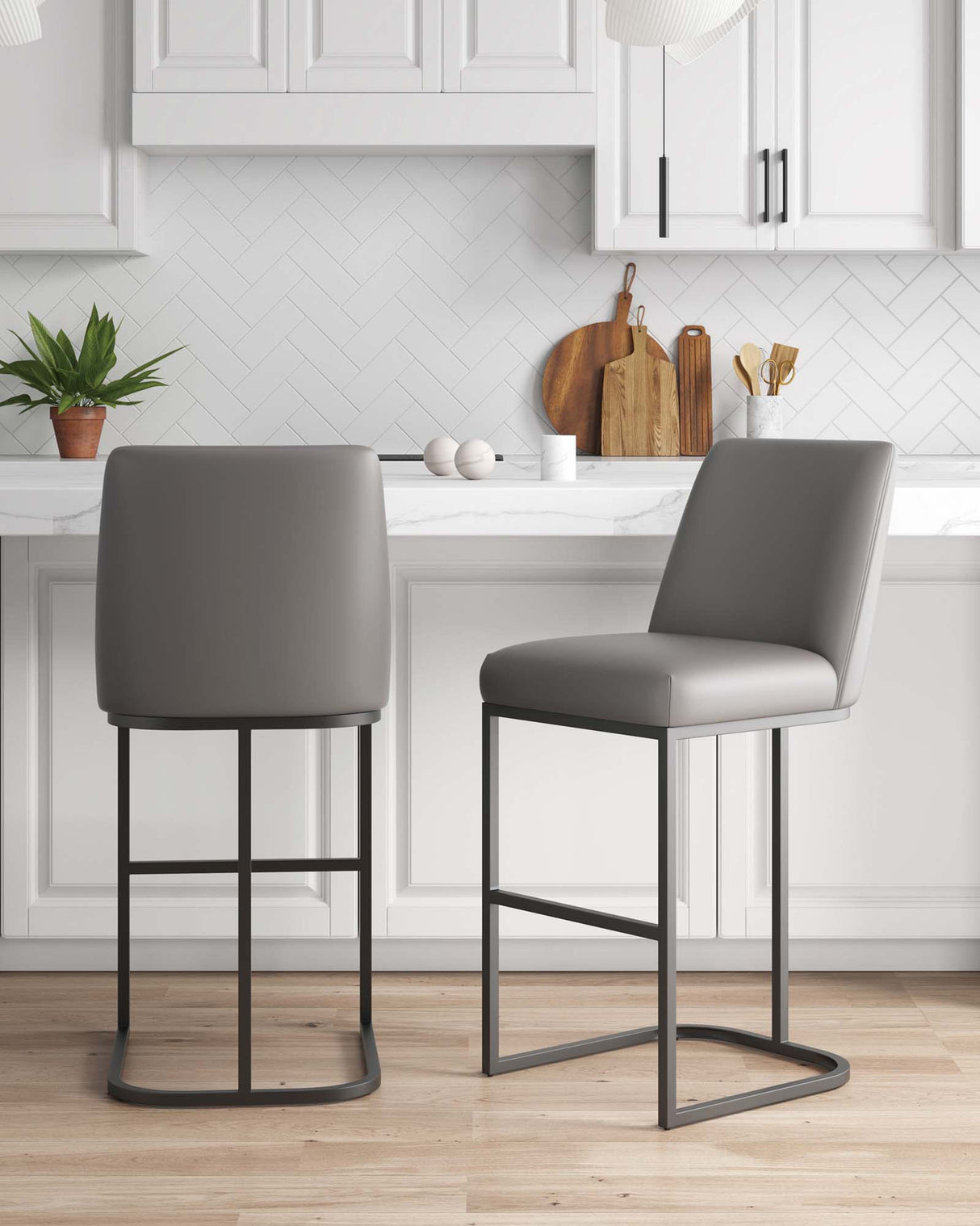 Serena Barstool in Grey (set of 2) by Manhattan Comfort at Eve Furniture