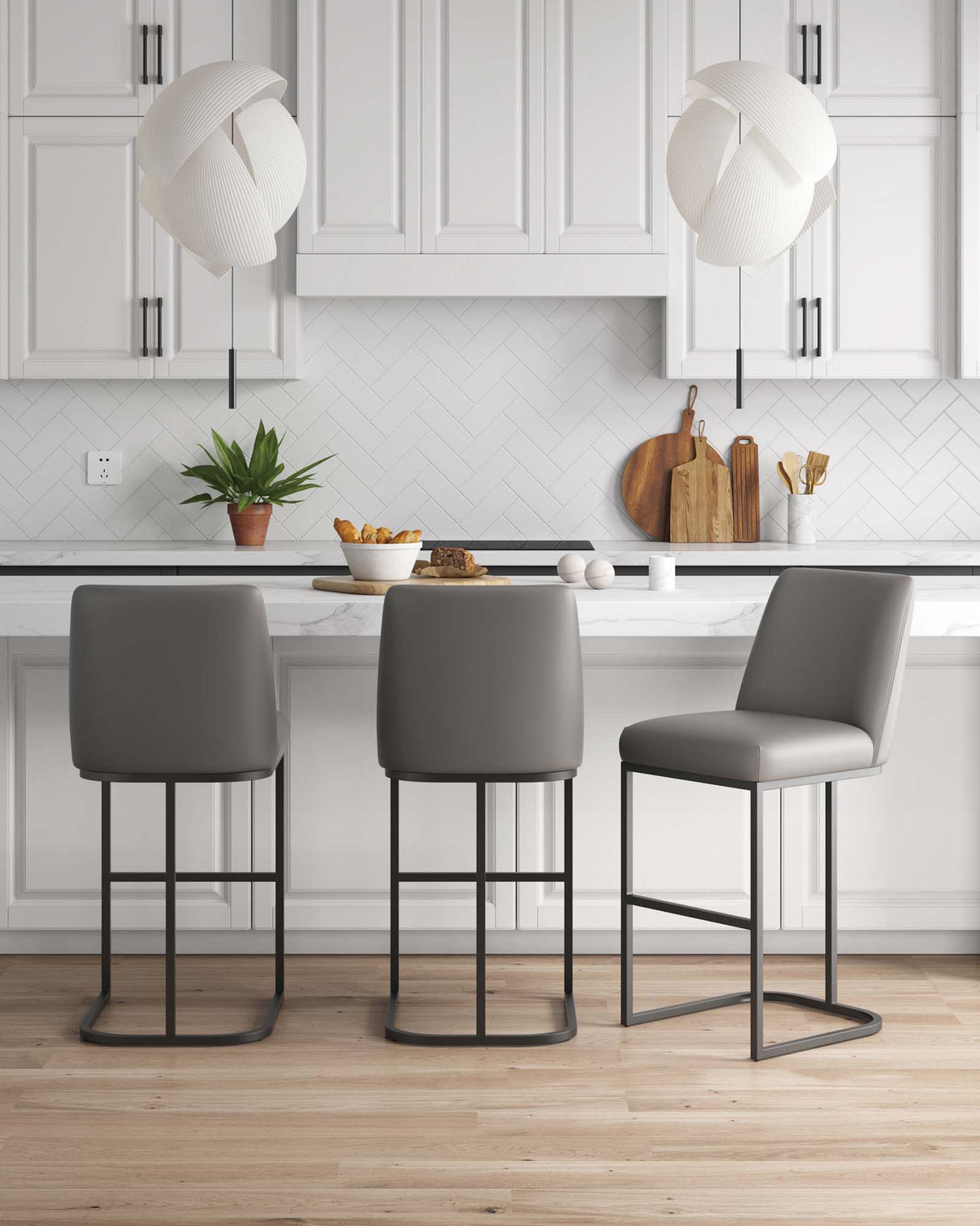 Serena Barstool in Grey (set of 3) by Manhattan Comfort at Eve Furniture