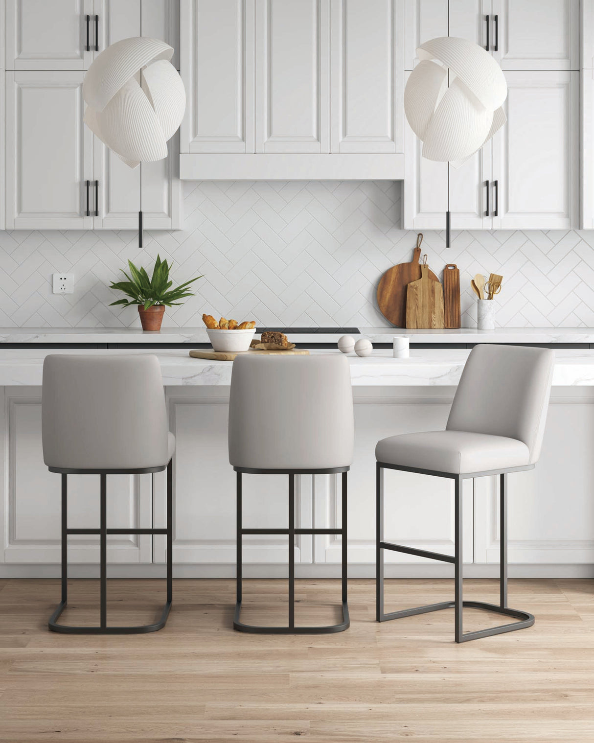 Serena Barstool in Light Grey (set of 3) by Manhattan Comfort at Eve Furniture