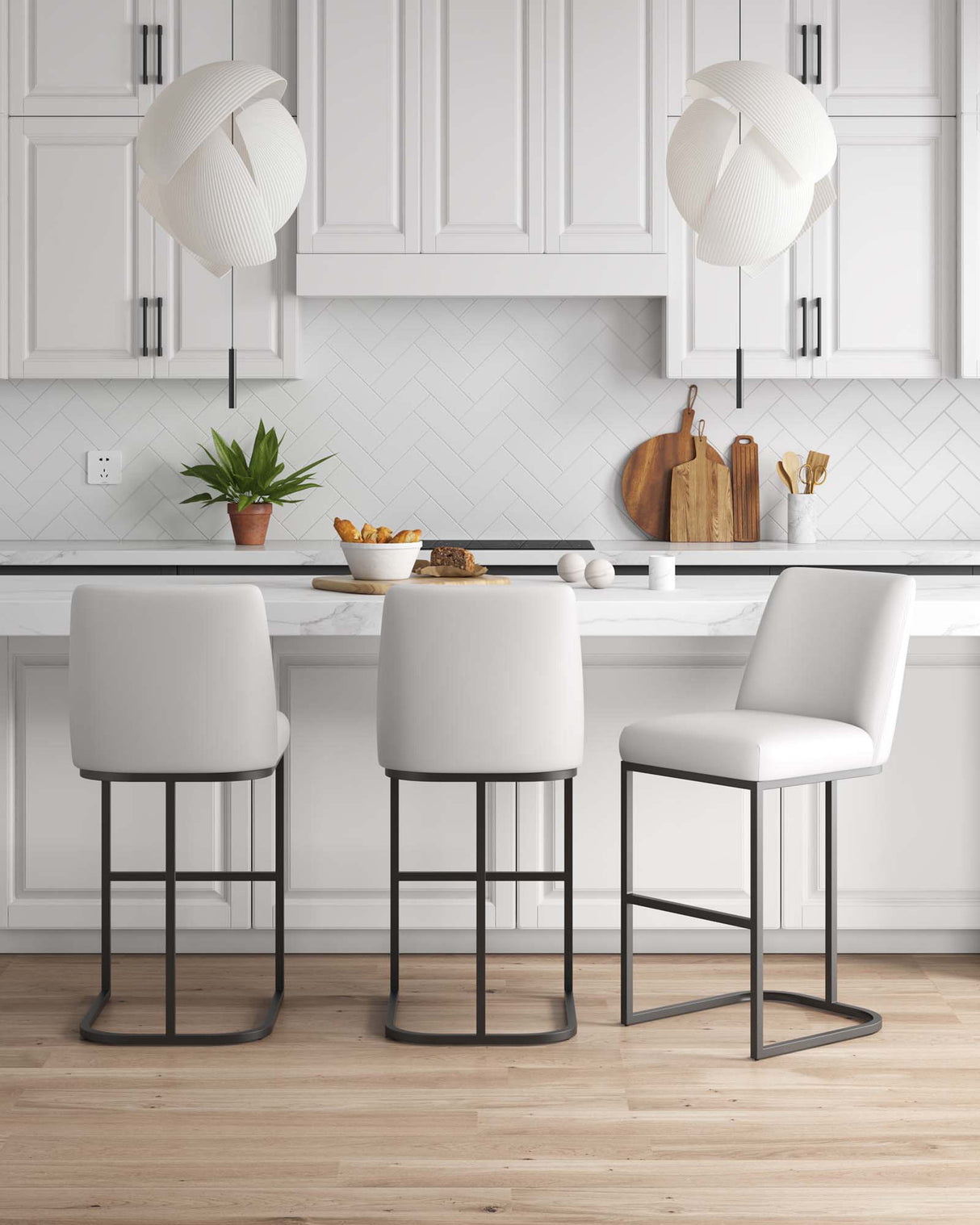 Serena Barstool in White (set of 3) by Manhattan Comfort at Eve Furniture