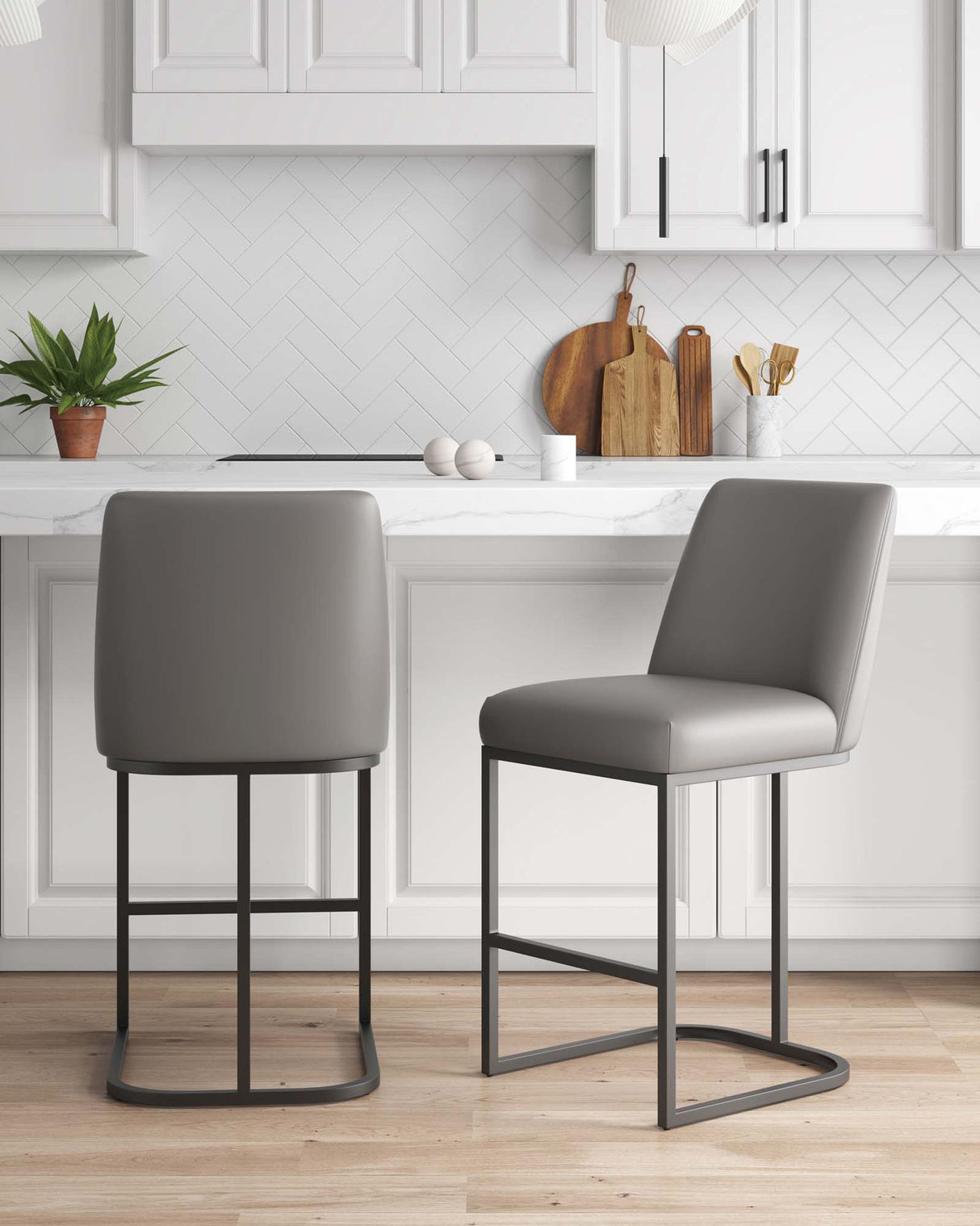 Serena Counter Stool in Grey (set of 2) by Manhattan Comfort at Eve Furniture