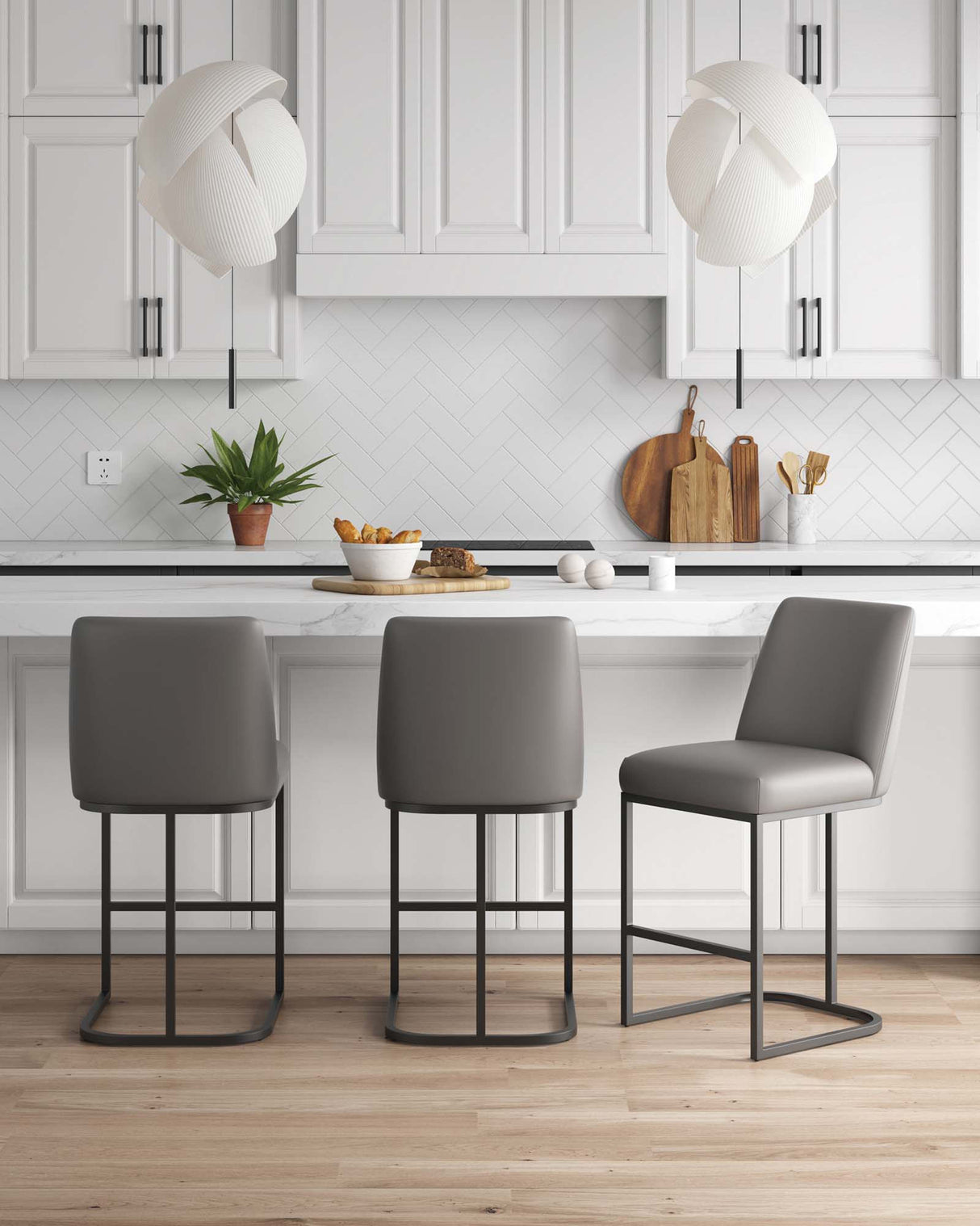 Serena Counter Stool in Grey (set of 3) by Manhattan Comfort at Eve Furniture