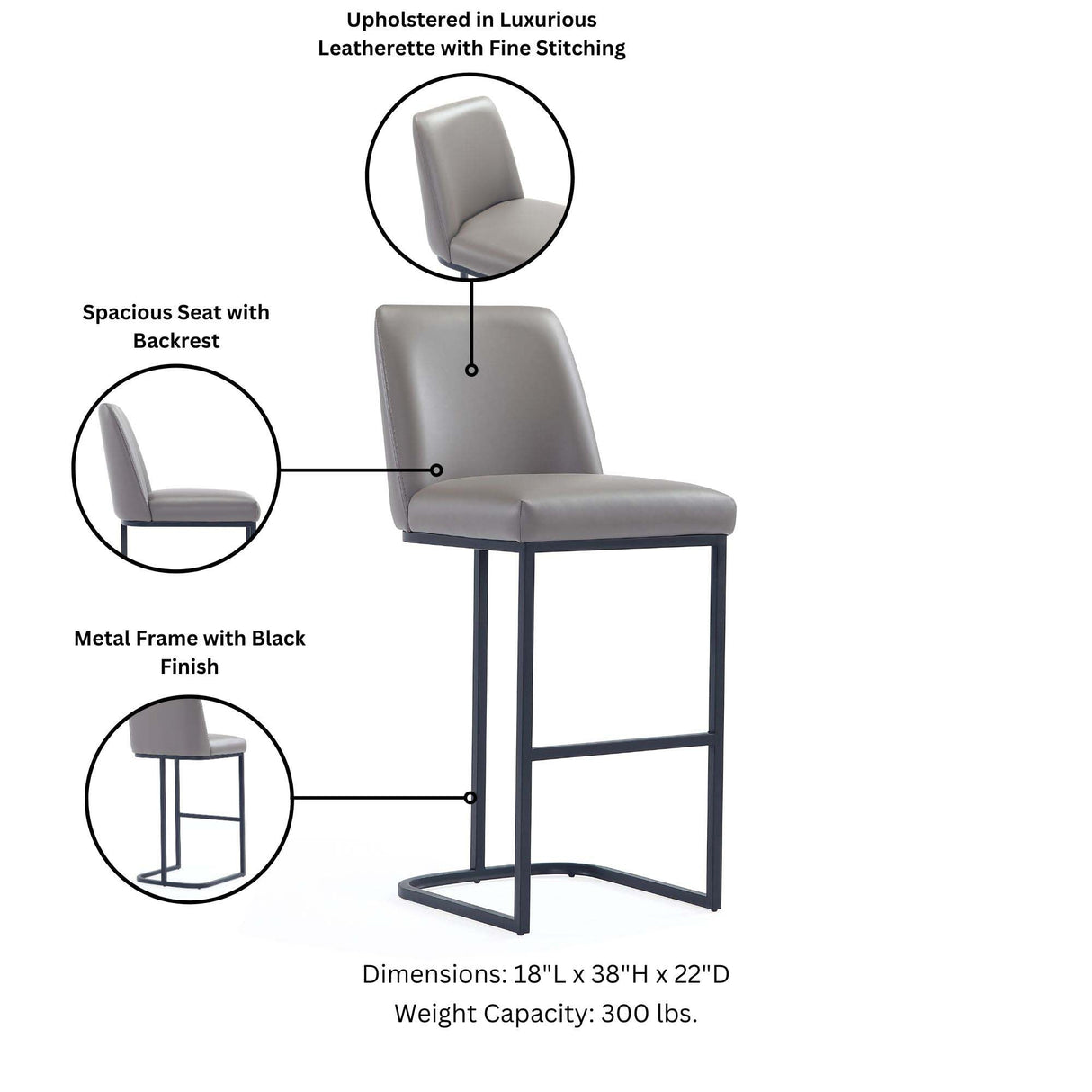 Serena Counter Stool in Grey (set of 3) by Manhattan Comfort at Eve Furniture
