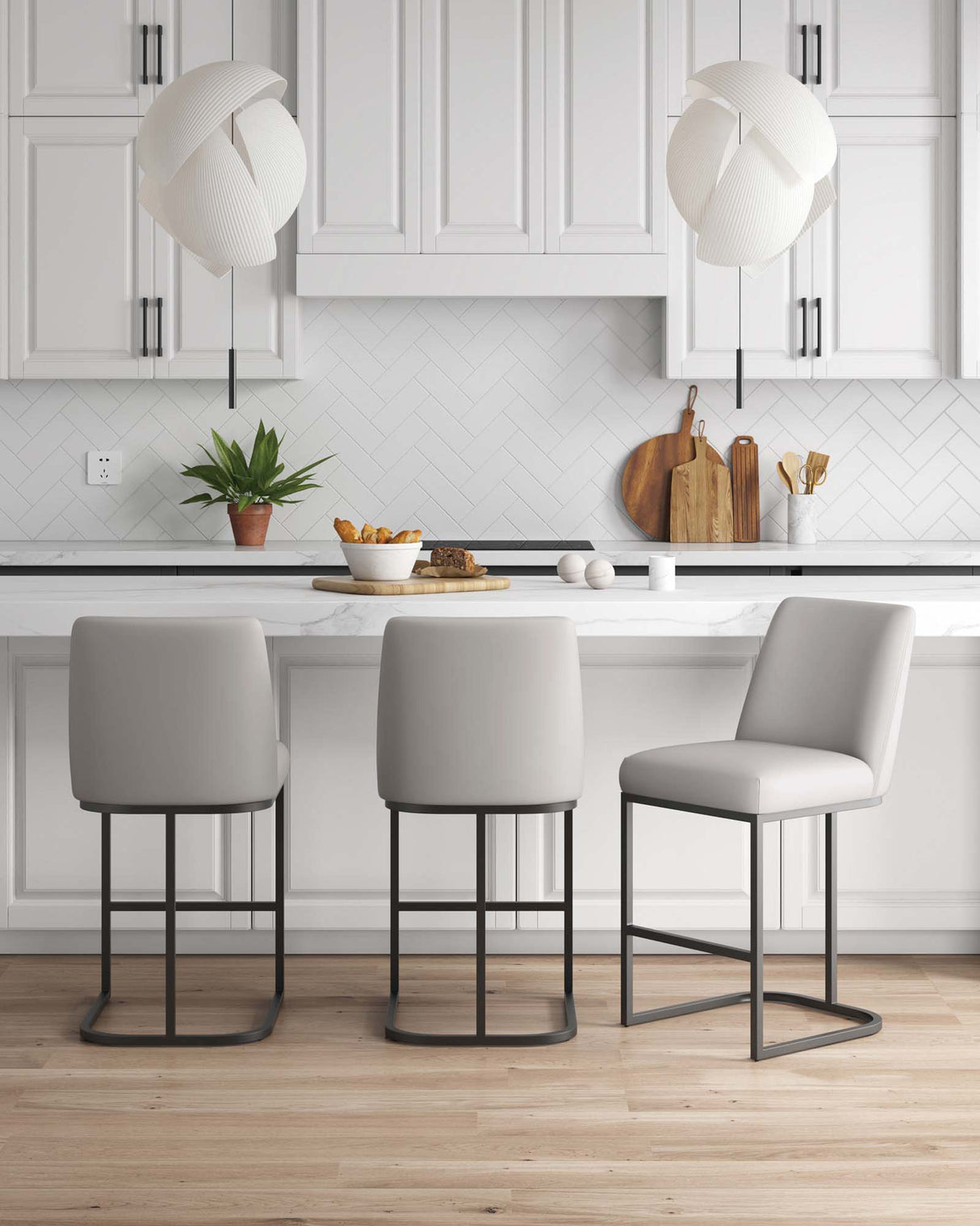 Serena Counter Stool in Light Grey (set of 3) by Manhattan Comfort at Eve Furniture