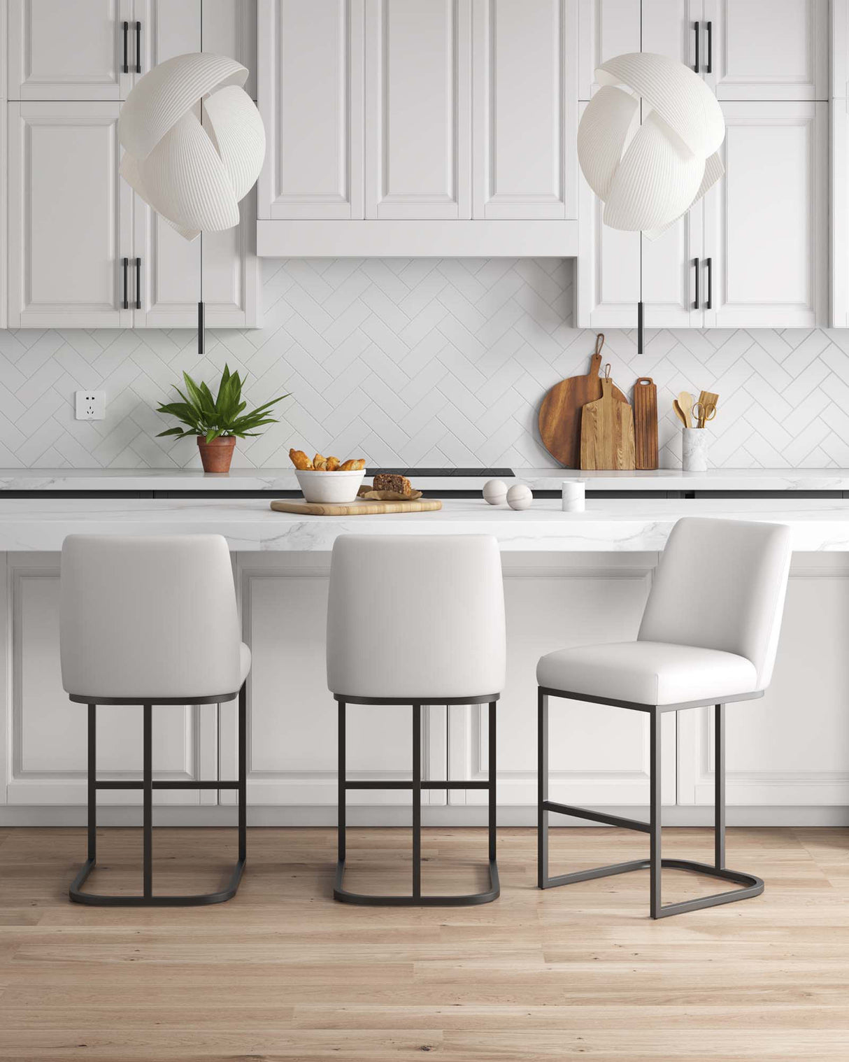 Serena Counter Stool in White (set of 3) by Manhattan Comfort at Eve Furniture