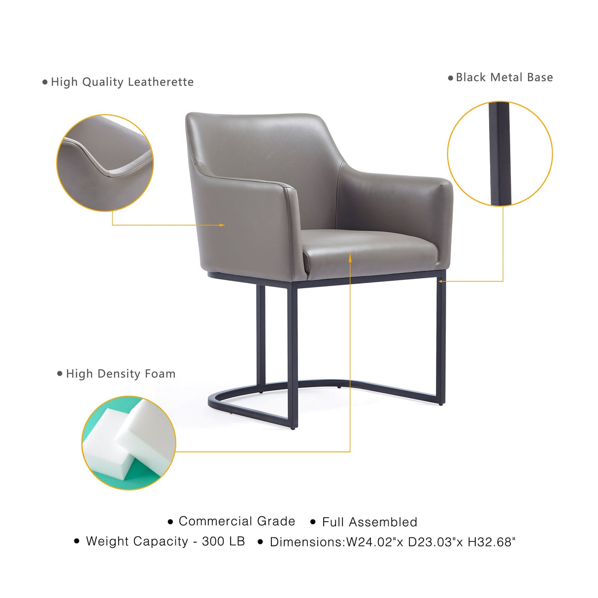 Serena Dining Armchair in Grey by Manhattan Comfort at Eve Furniture