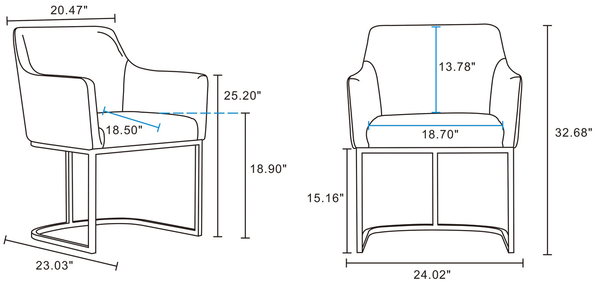 Serena Dining Armchair in Light Grey by Manhattan Comfort at Eve Furniture