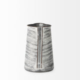 Serena I 8H Small Gray/White Textured Metal Jug by Mercana at Eve Furniture