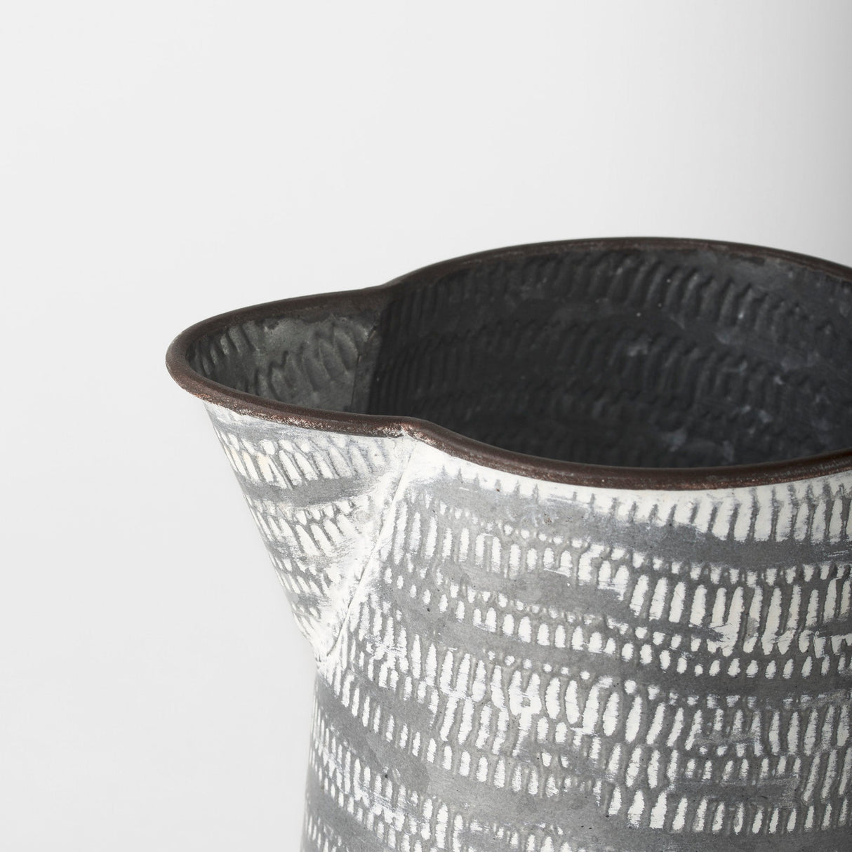 Serena I 8H Small Gray/White Textured Metal Jug by Mercana at Eve Furniture