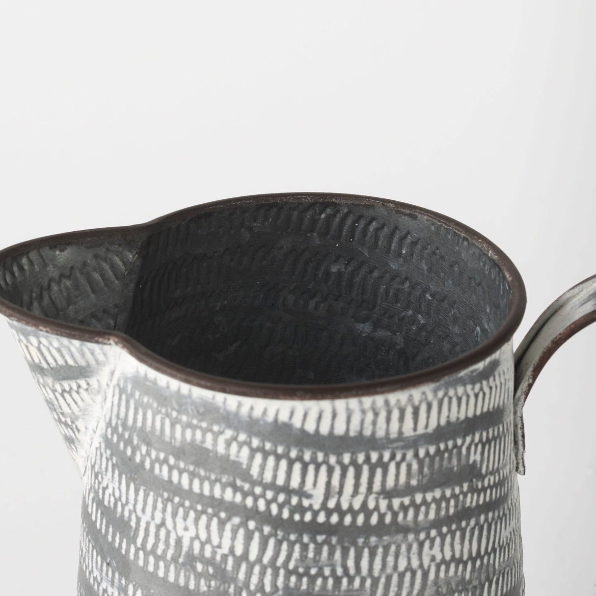 Serena I 8H Small Gray/White Textured Metal Jug by Mercana at Eve Furniture