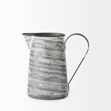 Serena I Small Gray/White Textured Metal Jug by Mercana at Eve Furniture