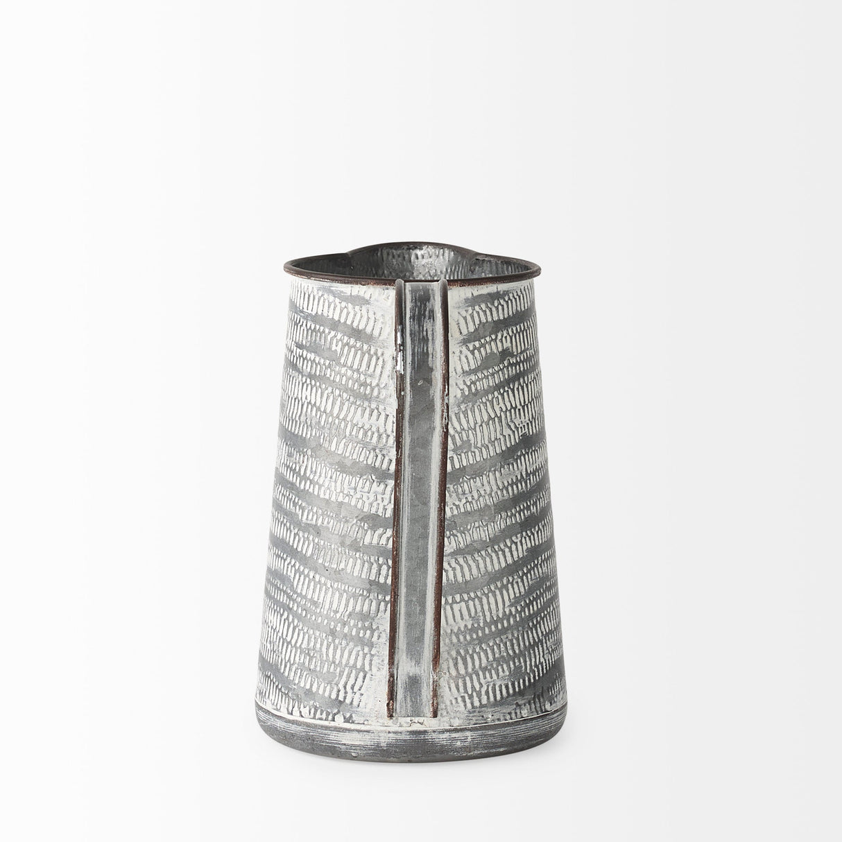 Serena I Small Gray/White Textured Metal Jug by Mercana at Eve Furniture