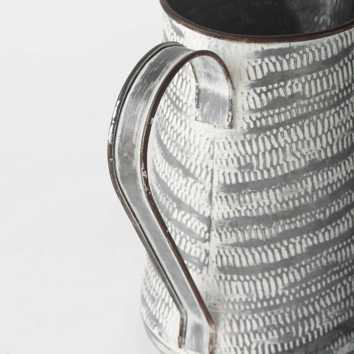 Serena I Small Gray/White Textured Metal Jug by Mercana at Eve Furniture