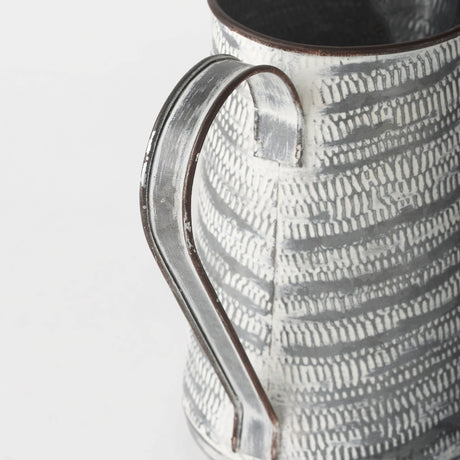 Serena I Small Gray/White Textured Metal Jug by Mercana at Eve Furniture