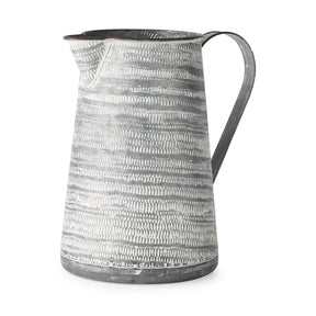 Serena II 11.2H Large Gray/White Textured Metal Jug by Mercana at Eve Furniture