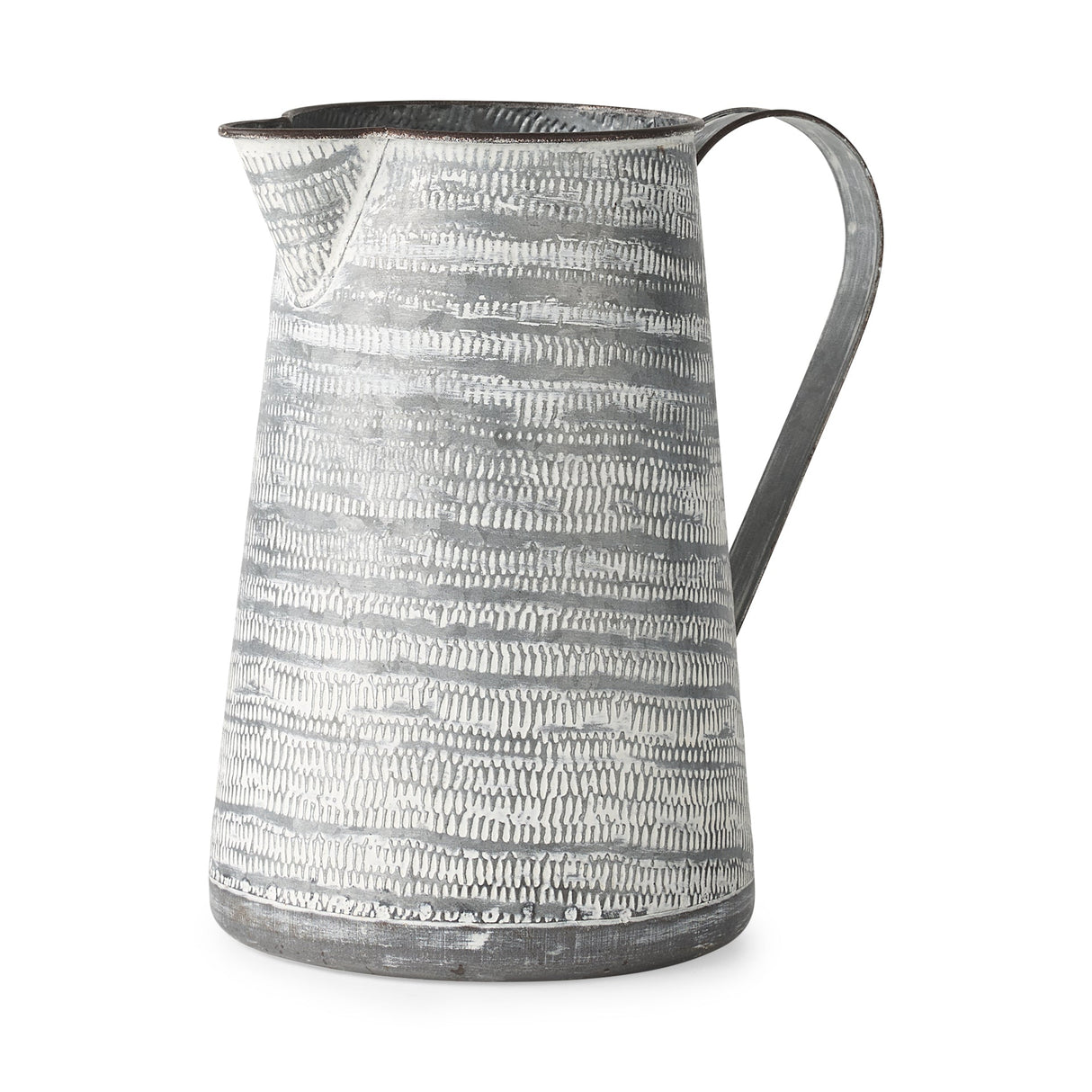 Serena II Large Gray/White Textured Metal Jug by Mercana at Eve Furniture