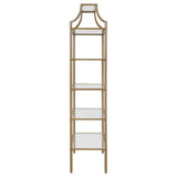 Serena Matte Gold 5-Tier Tempered Glass Shelves Bookcase by Coaster at Eve Furniture