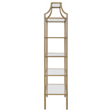 Serena Matte Gold 5-Tier Tempered Glass Shelves Bookcase by Coaster at Eve Furniture