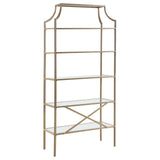 Serena Matte Gold 5-Tier Tempered Glass Shelves Bookcase by Coaster at Eve Furniture