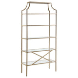 Serena Matte Gold 5-Tier Tempered Glass Shelves Bookcase by Coaster at Eve Furniture
