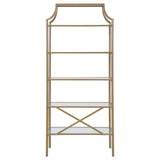 Serena Matte Gold 5-Tier Tempered Glass Shelves Bookcase by Coaster at Eve Furniture