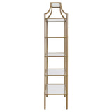 Serena Matte Gold 5-Tier Tempered Glass Shelves Bookcase by Coaster at Eve Furniture