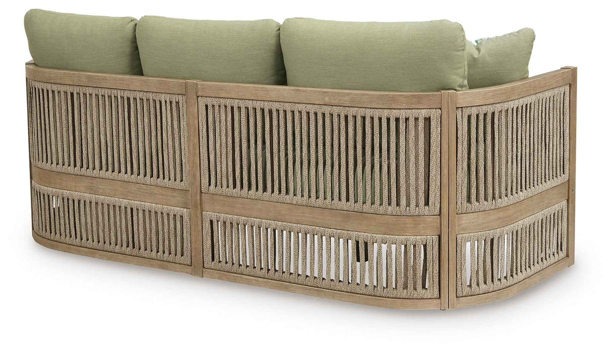 Serena Shores Beige/Green Outdoor Sofa and 2 Chairs by Ashley at Eve Furniture