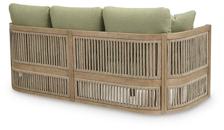 Serena Shores Beige/Green Outdoor Sofa and 2 Chairs by Ashley at Eve Furniture