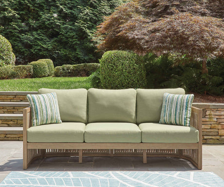 Serena Shores Beige/Green Outdoor Sofa and 2 Chairs by Ashley at Eve Furniture