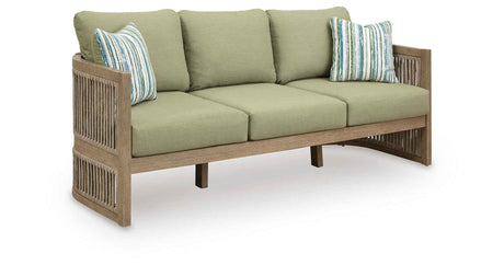 Serena Shores Beige/Green Outdoor Sofa and 2 Chairs by Ashley at Eve Furniture