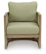 Serena Shores Beige/Green Outdoor Sofa and 2 Chairs by Ashley at Eve Furniture