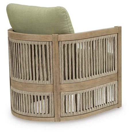 Serena Shores Beige/Green Outdoor Sofa and 2 Chairs by Ashley at Eve Furniture