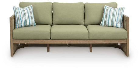 Serena Shores Beige/Green Outdoor Sofa and 2 Chairs by Ashley at Eve Furniture