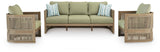 Serena Shores Beige/Green Outdoor Sofa and 2 Chairs by Ashley at Eve Furniture