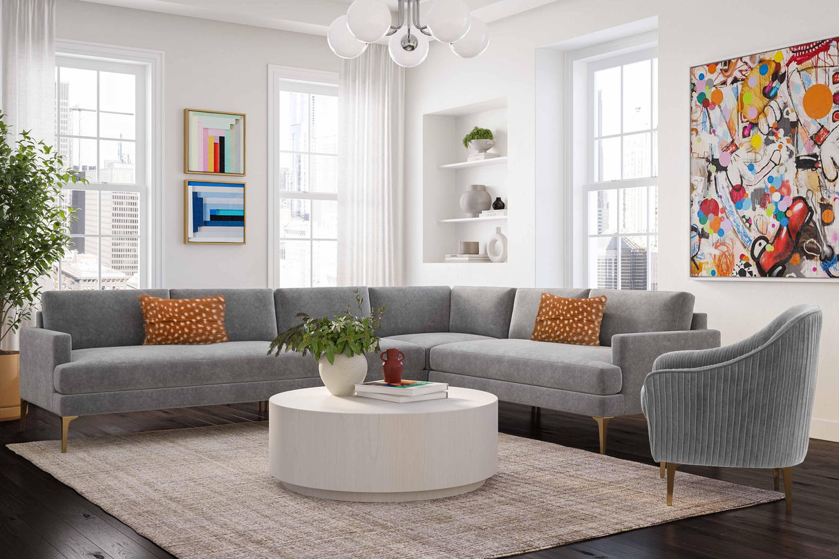 Serena Velvet Large L-Sectional by TOV Furniture at Eve Furniture