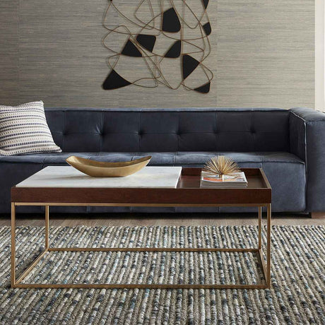 Serene 45" Coffee Table with White Marble in Walnut and Brass Base by Home Trends & Design at Eve Furniture