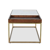 Serene 45" Coffee Table with White Marble in Walnut and Brass Base by Home Trends & Design at Eve Furniture