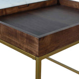 Serene 45" Coffee Table with White Marble in Walnut and Brass Base by Home Trends & Design at Eve Furniture