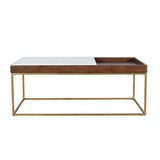Serene 45" Coffee Table with White Marble in Walnut and Brass Base by Home Trends & Design at Eve Furniture