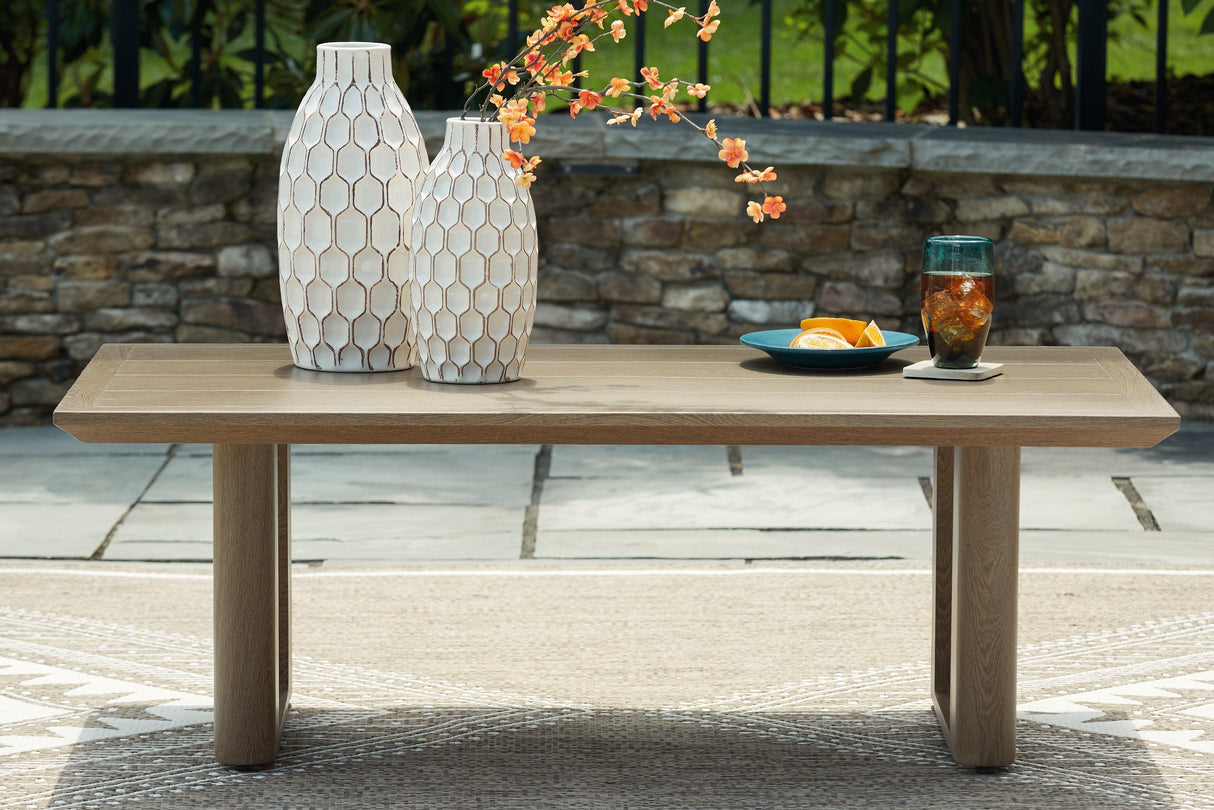 Serene Bay Dark Brown Outdoor Coffee Table by Ashley at Eve Furniture