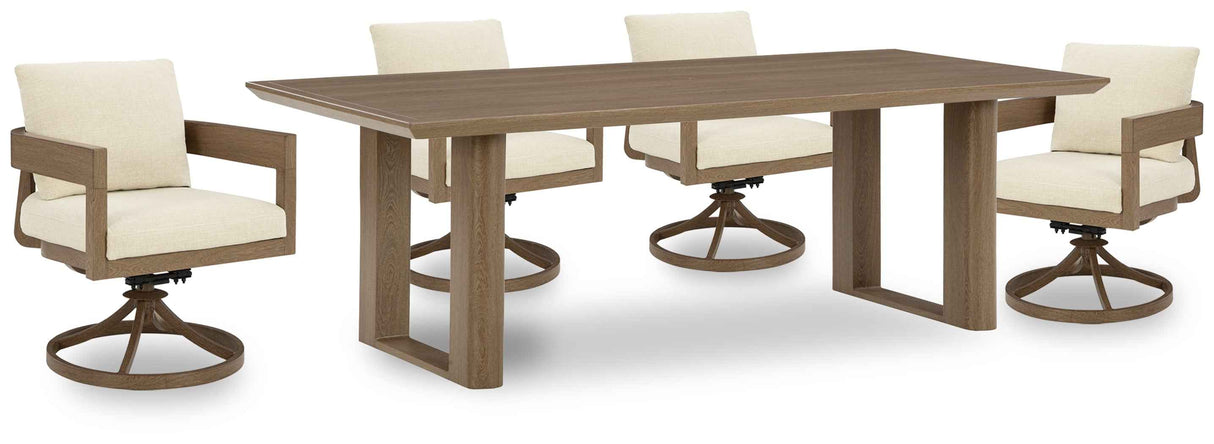 Serene Bay Dark Brown Outdoor Dining Table and 4 Chairs by Ashley at Eve Furniture