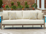 Serene Bay Dark Brown/White Outdoor Sofa with Cushion