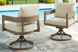 Serene Bay Dark Brown/White Outdoor Swivel Dining Chair with Cushion