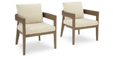 Serene Bay Dark Brown/White Outdoor Dining Arm Chair with Cushion by Ashley at Eve Furniture
