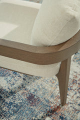 Serene Bay Dark Brown/White Outdoor Dining Arm Chair with Cushion by Ashley at Eve Furniture