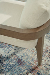 Serene Bay Dark Brown/White Outdoor Dining Arm Chair with Cushion by Ashley at Eve Furniture
