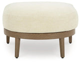 Serene Bay Dark Brown/White Outdoor Ottoman with Cushion by Ashley at Eve Furniture