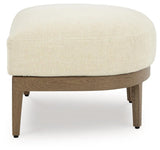 Serene Bay Dark Brown/White Outdoor Ottoman with Cushion by Ashley at Eve Furniture