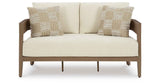 Serene Bay Dark Brown/White Outdoor Sofa and Loveseat by Ashley at Eve Furniture
